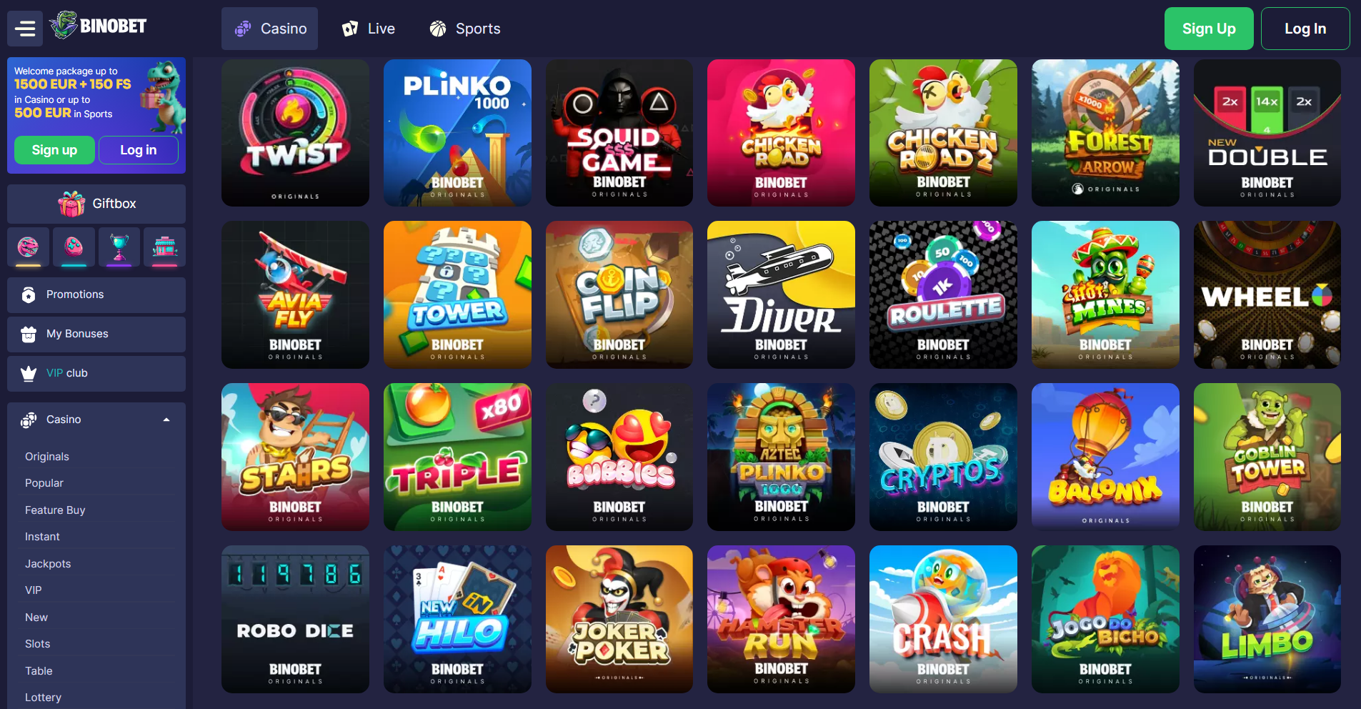 Binobet Casino Games