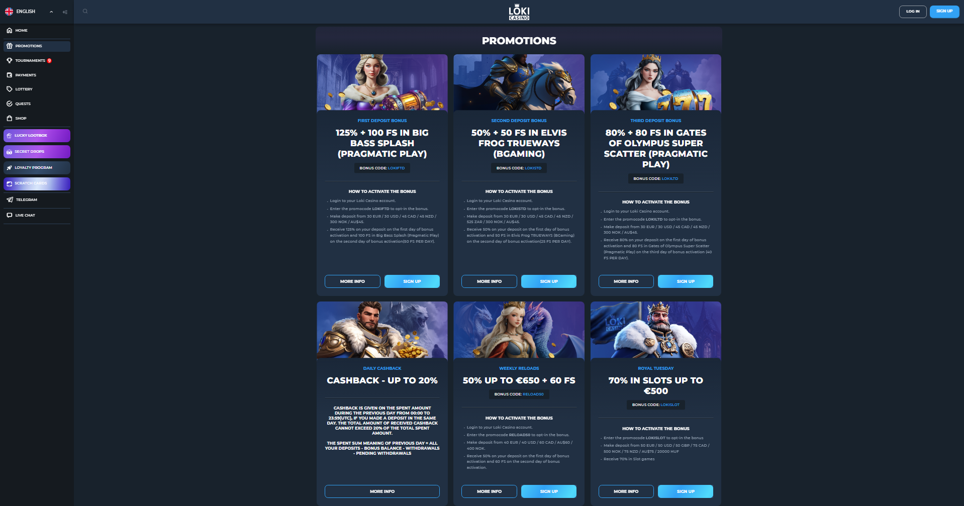 Loki casino - promotions