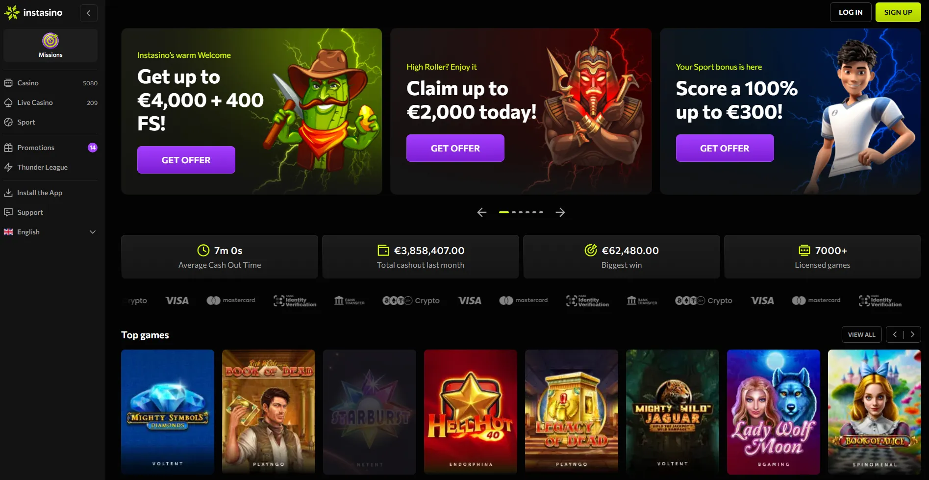 instasino casino home live